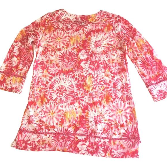 Pendleton Pink Linen Top Tie-Dye Look Ladder Trim Lightweight Women's SZ S - Picture 10 of 11